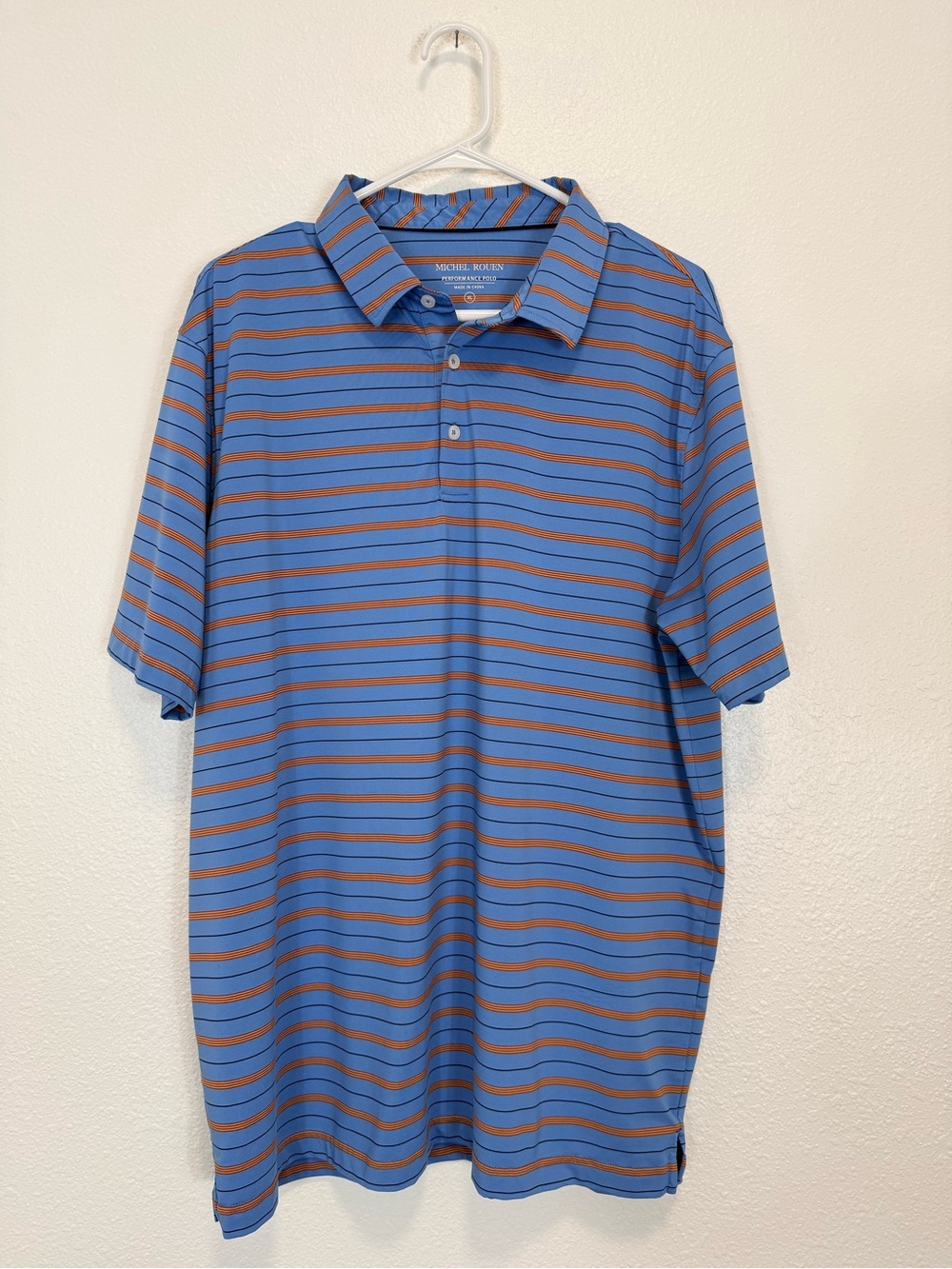 Michel Rouen Striped Blue and Orange Striped Polo Shirt